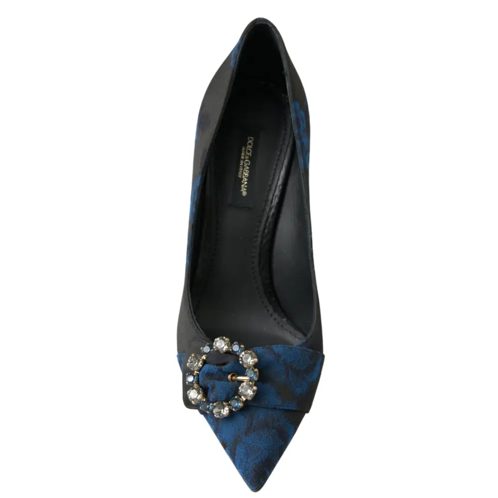 Dolce & Gabbana Blaue Floral Ayers Kristall Pumps Schuhe