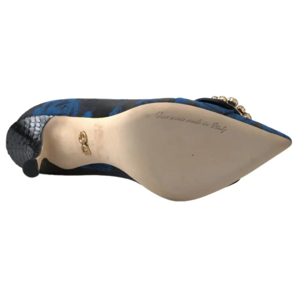 Dolce & Gabbana Blaue Floral Ayers Kristall Pumps Schuhe