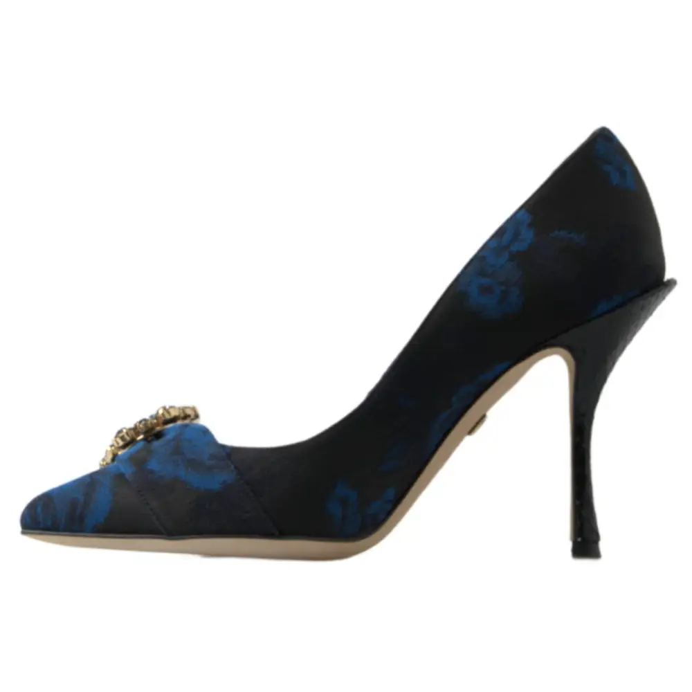 Dolce & Gabbana Blaue Floral Ayers Kristall Pumps Schuhe