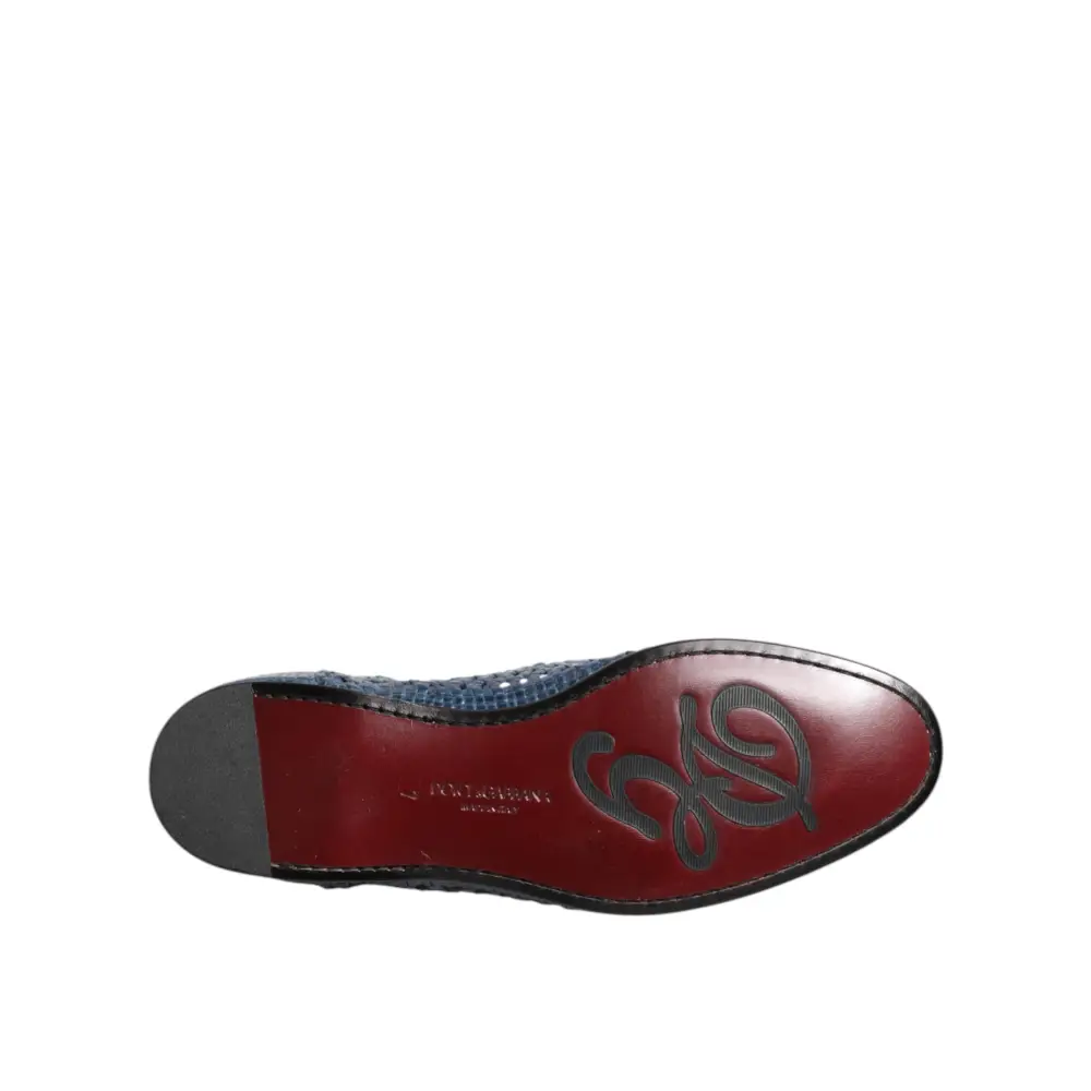 Dolce & Gabbana Blaue gewebte Leder Slipper Schuhe - EU41/US8