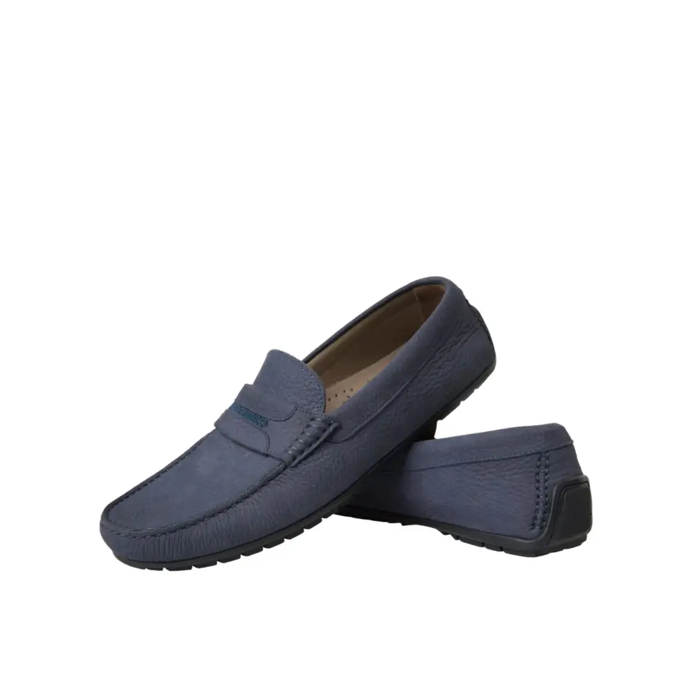 Dolce & Gabbana Blaue Kalbsleder Slip On Mokassin Schuhe
