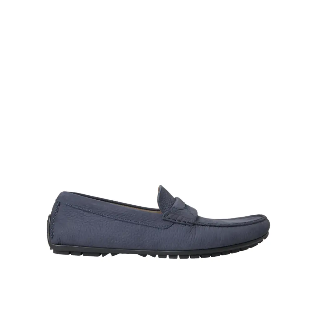 Dolce & Gabbana Blaue Kalbsleder Slip On Mokassin Schuhe