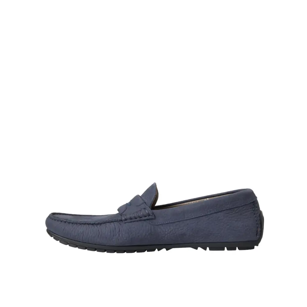 Dolce & Gabbana Blaue Kalbsleder Slip On Mokassin Schuhe