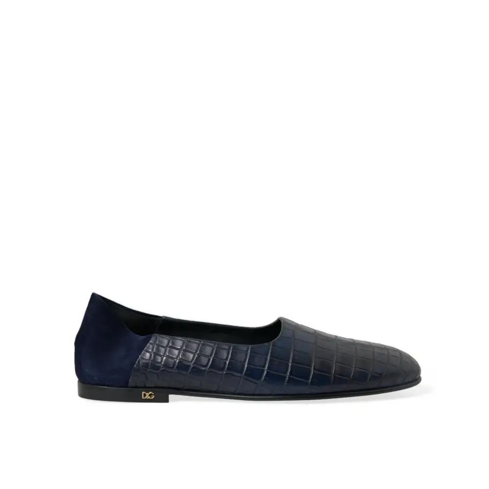 Dolce & Gabbana Blaue Krokodilleder Loafer Slip On Schuhe - EU45/US12