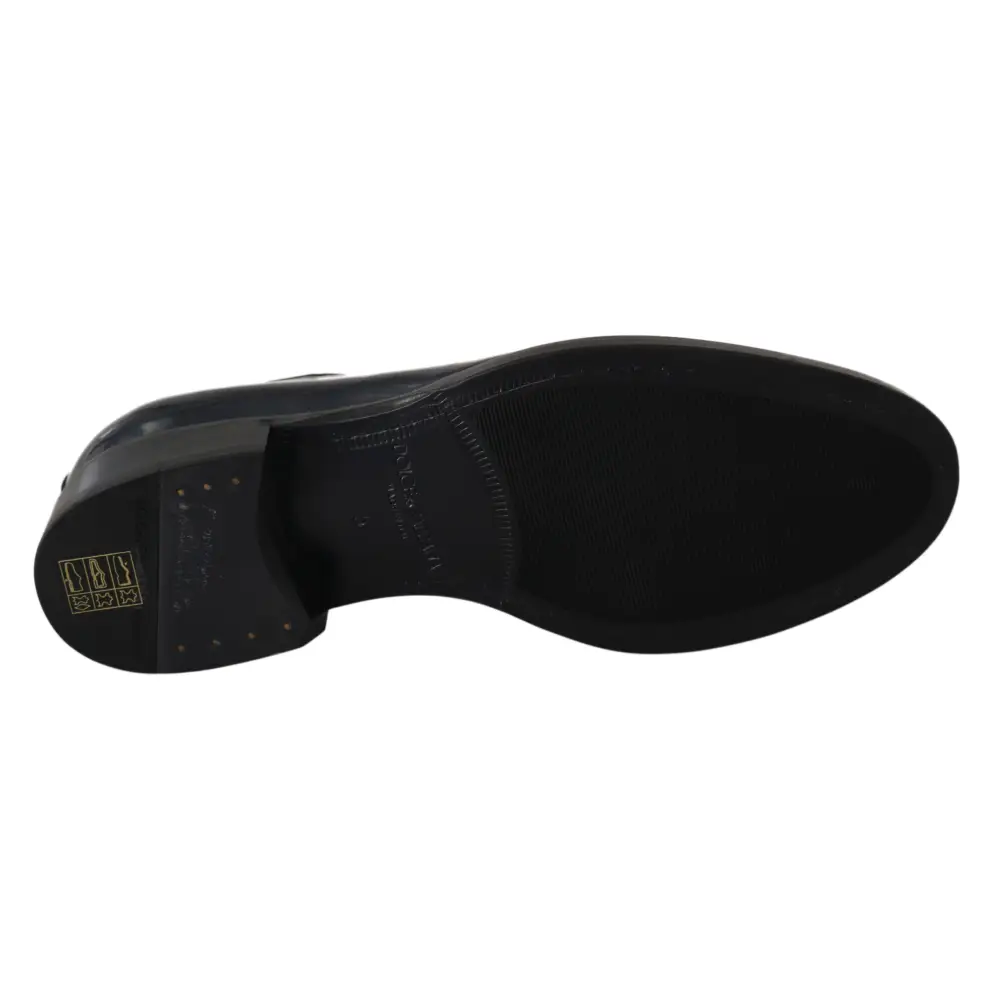 Dolce & Gabbana Blaue Leder Derby Kleid Formelle Schuhe - EU39/US6