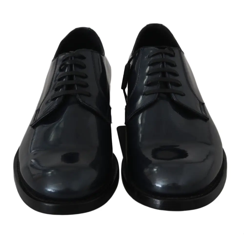 Dolce & Gabbana Blaue Leder Derby Kleid Formelle Schuhe - EU39/US6