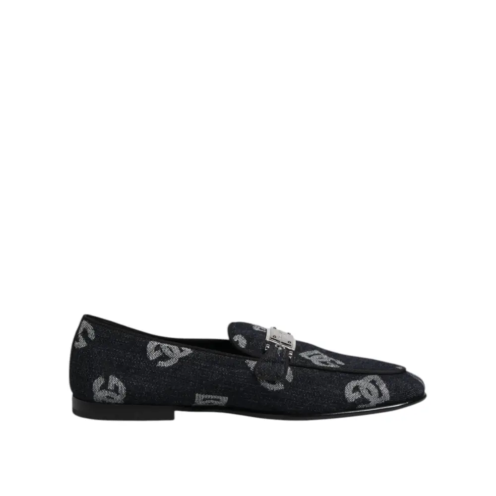 Dolce & Gabbana Blaue Logo-Baumwoll-Loafers Formelle Anzugschuhe - EU43/US10