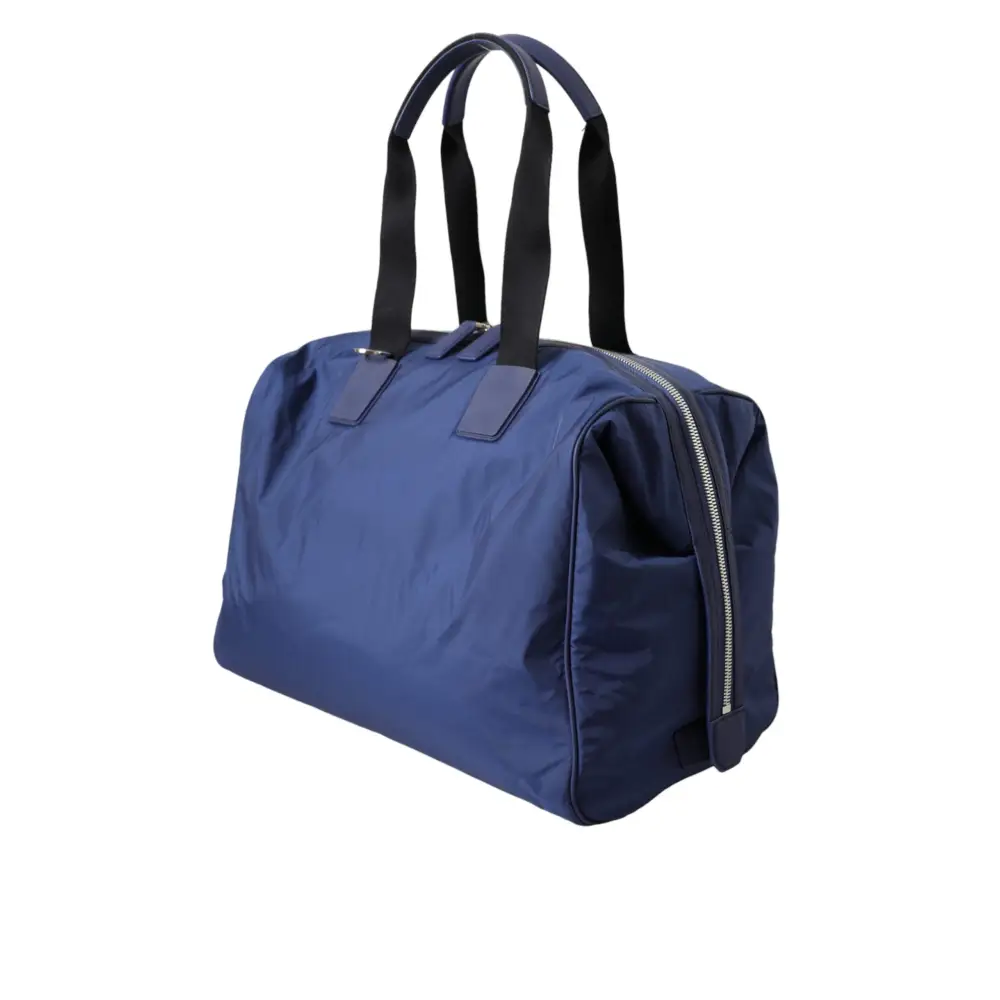 Dolce & Gabbana Blaue Nylon-Kalbsleder Hand-Schulter-Seesack