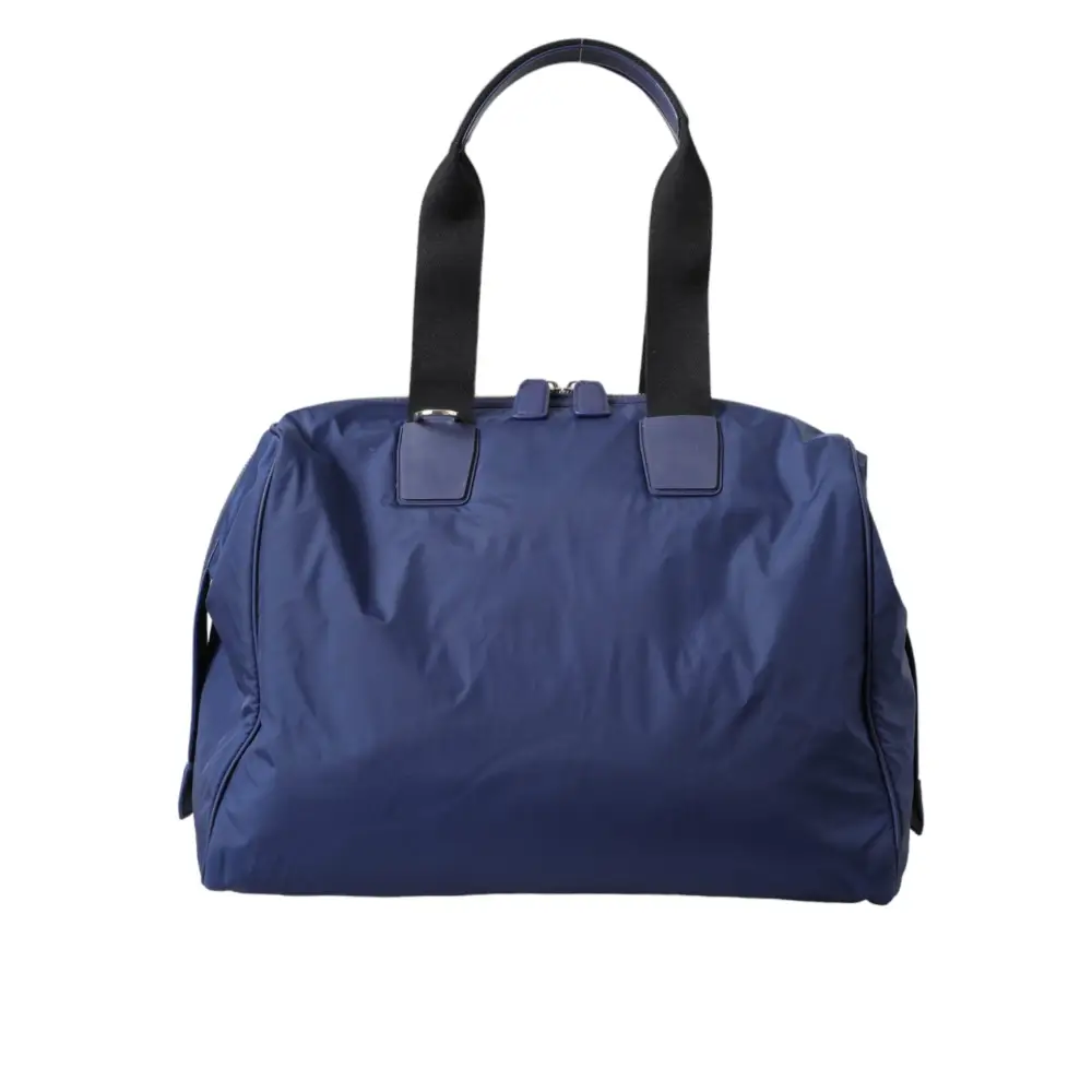 Dolce & Gabbana Blaue Nylon-Kalbsleder Hand-Schulter-Seesack