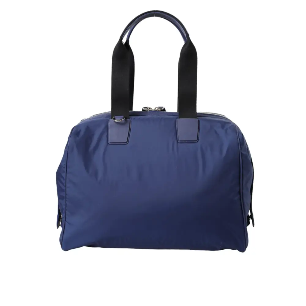 Dolce & Gabbana Blaue Nylon-Kalbsleder Hand-Schulter-Seesack