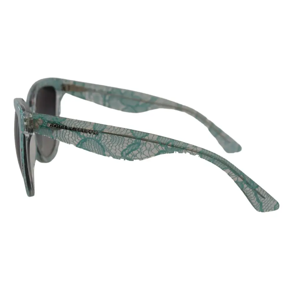 Dolce & Gabbana Blaue Spitze Acetat Kristall Runde DG4190 Sonnenbrille