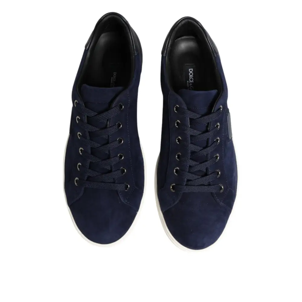 Dolce & Gabbana Blaue Wildleder-Sneaker aus Leder