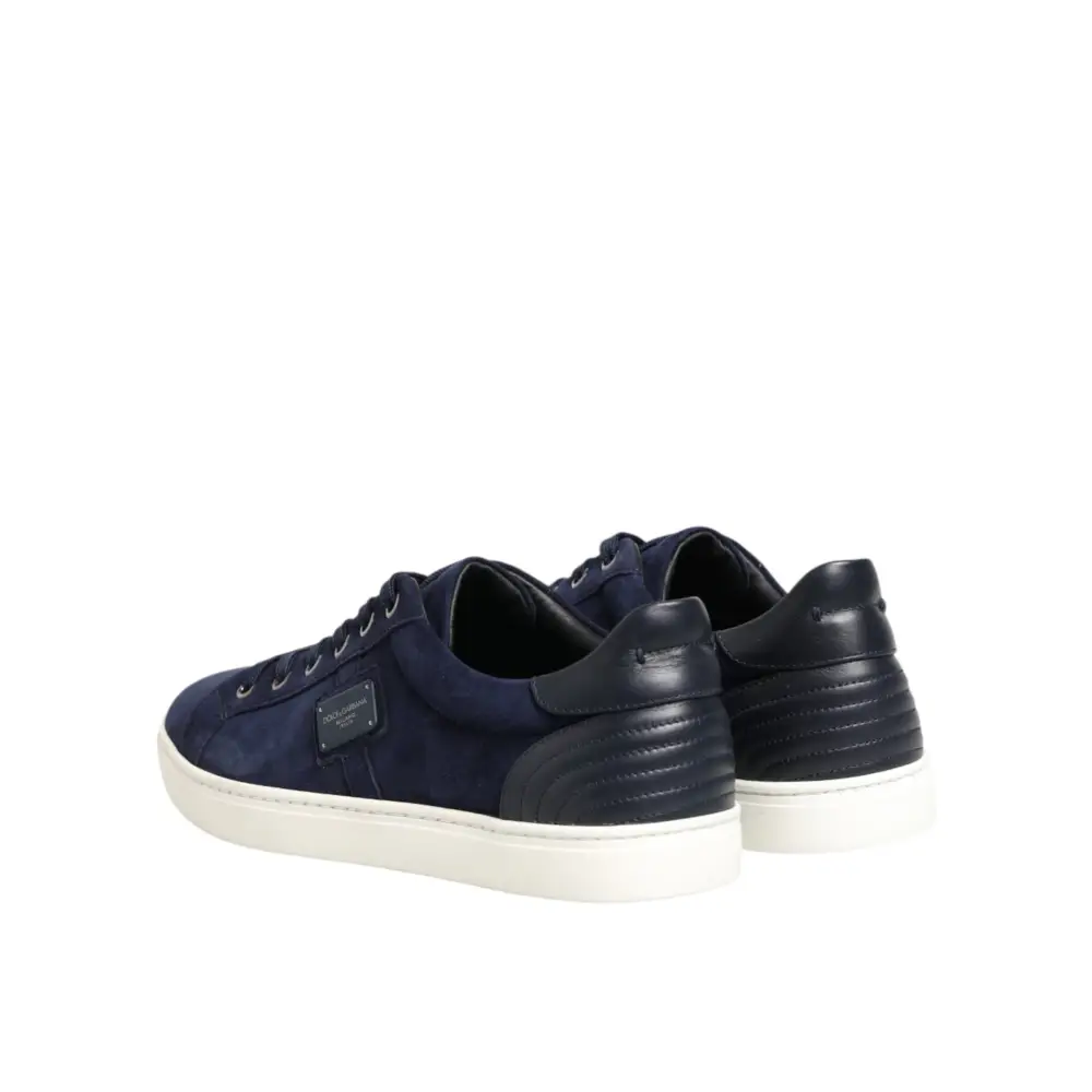 Dolce & Gabbana Blaue Wildleder-Sneaker aus Leder
