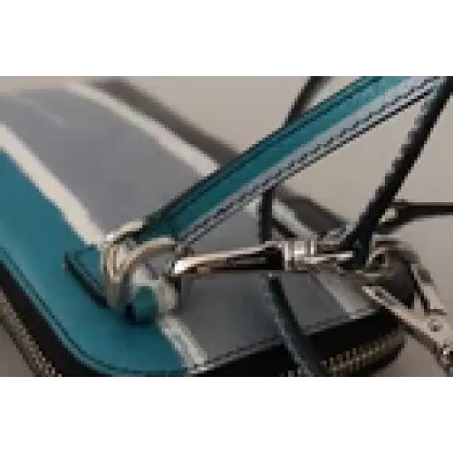 Dolce & Gabbana Blauer Leder-Crossbody-Halsriemen mit Kartenfach und Handyfach