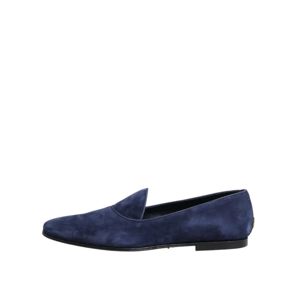 Dolce & Gabbana Blauer Samt DG Logo Loafers Formelle Schuhe - EU44/US11