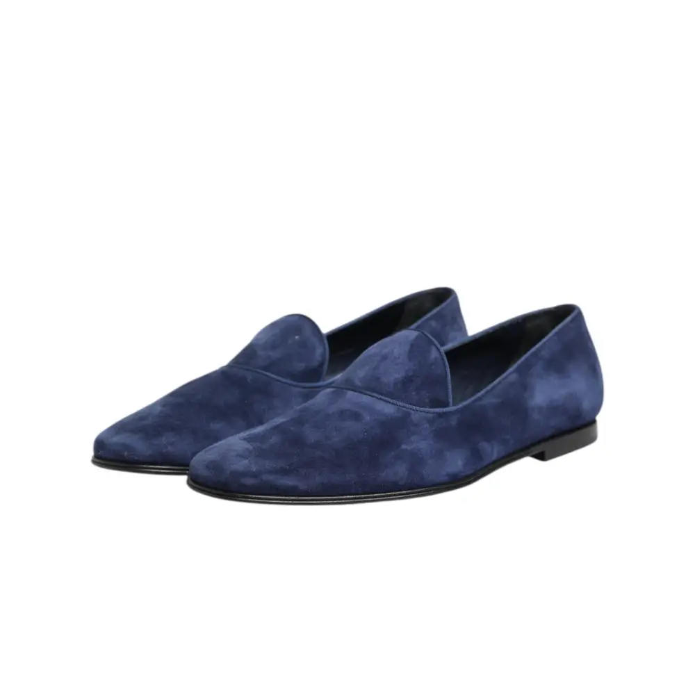 Dolce & Gabbana Blauer Samt DG Logo Loafers Formelle Schuhe - EU44/US11