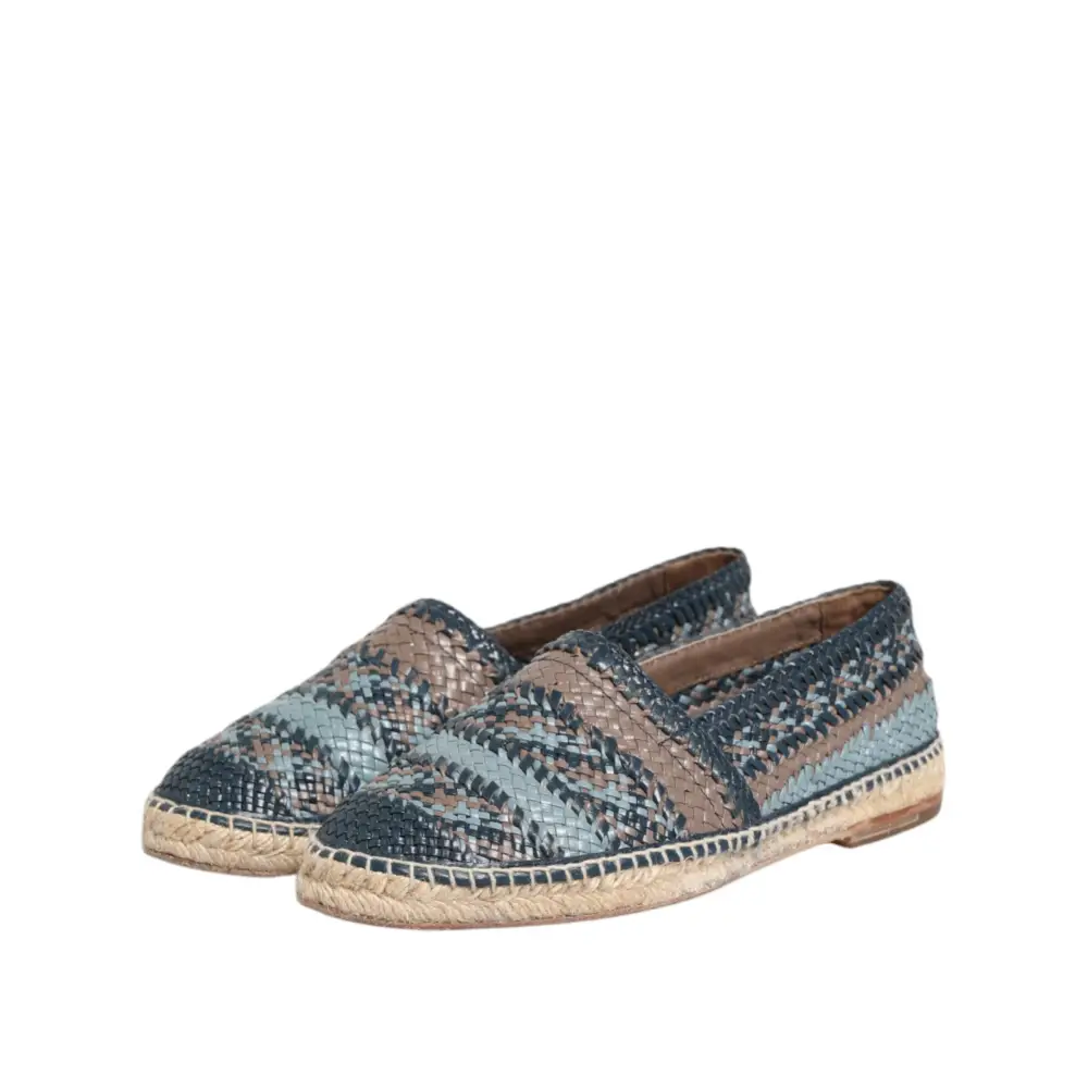Dolce & Gabbana Blaugraue gewebte Leder Espadrille-Schuhe von Buffalo - EU42/US9