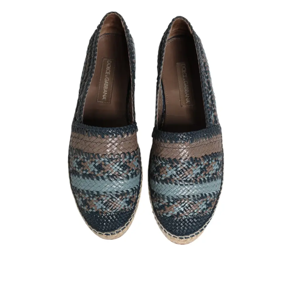 Dolce & Gabbana Blaugraue gewebte Leder Espadrille-Schuhe von Buffalo - EU42/US9