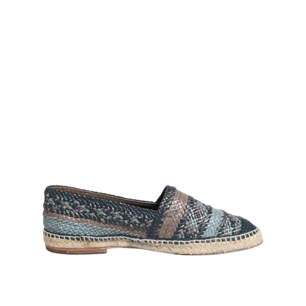 Dolce & Gabbana Blaugraue gewebte Leder Espadrille-Schuhe von Buffalo - EU42/US9