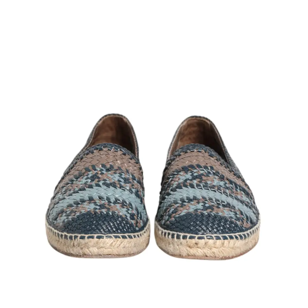 Dolce & Gabbana Blaugraue gewebte Leder Espadrille-Schuhe von Buffalo - EU42/US9