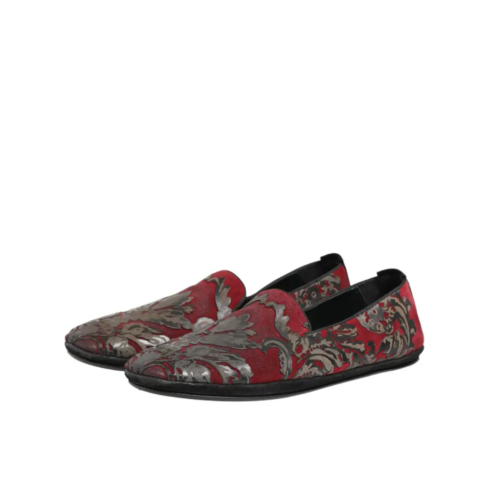 Dolce & Gabbana Bordeaux Jacquard Leder-Loafer zum Hineinschlüpfen - EU44/US11