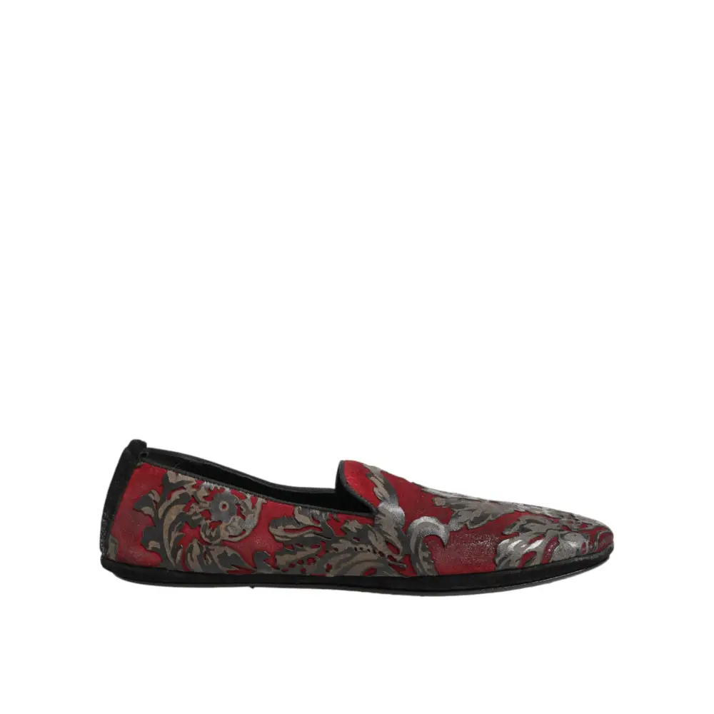 Dolce & Gabbana Bordeaux Jacquard Leder-Loafer zum Hineinschlüpfen - EU44/US11