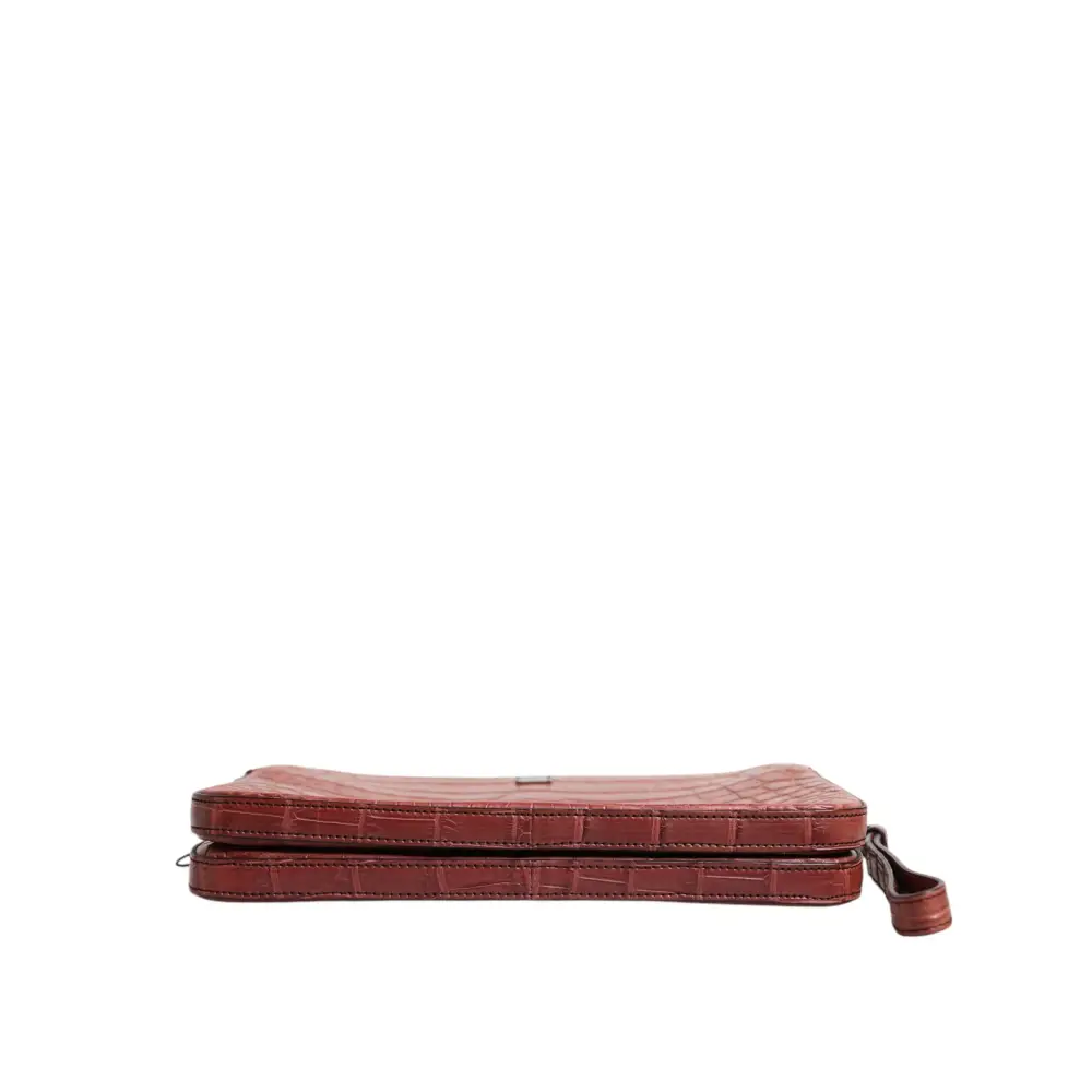 Dolce & Gabbana Bordeaux Krokoleder Logo-Plakette Herren Aktentasche Tasche