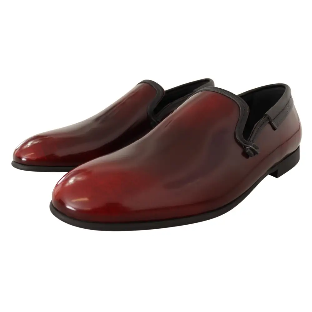 Dolce & Gabbana Bordeaux Lackleder Kleid Loafers Schuhe - EU40.5/US7.5