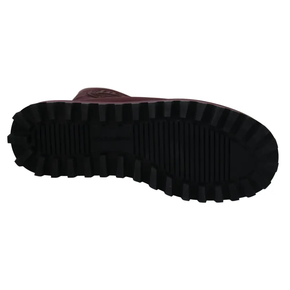 Dolce & Gabbana Bordeaux Nylonstiefel Gepolsterte Halbschuhe - EU44/US11