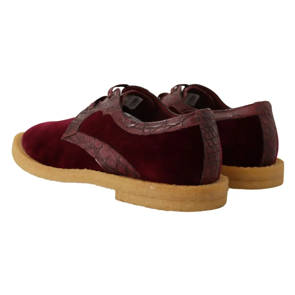 Dolce & Gabbana Bordeaux Samt Exotische Lederschuhe - EU44/US11