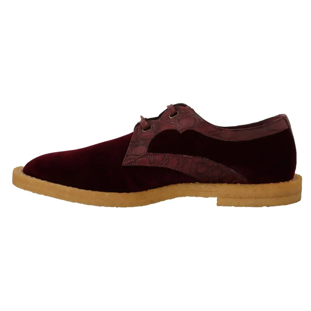 Dolce & Gabbana Bordeaux Samt Exotische Lederschuhe - EU44/US11