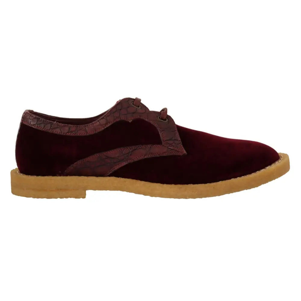 Dolce & Gabbana Bordeaux Samt Exotische Lederschuhe - EU44/US11