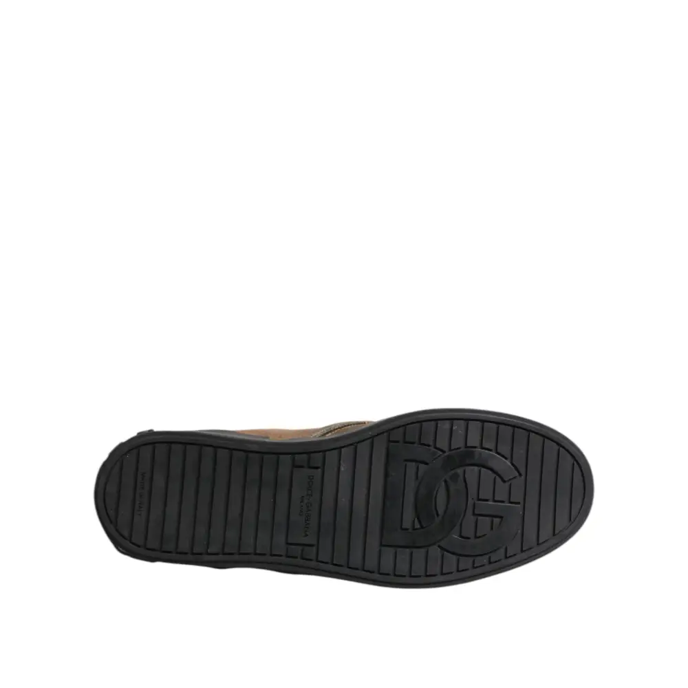 Dolce & Gabbana Braun Baumwolle Low Top Slip On Turnschuhe Schuhe - EU44/US11