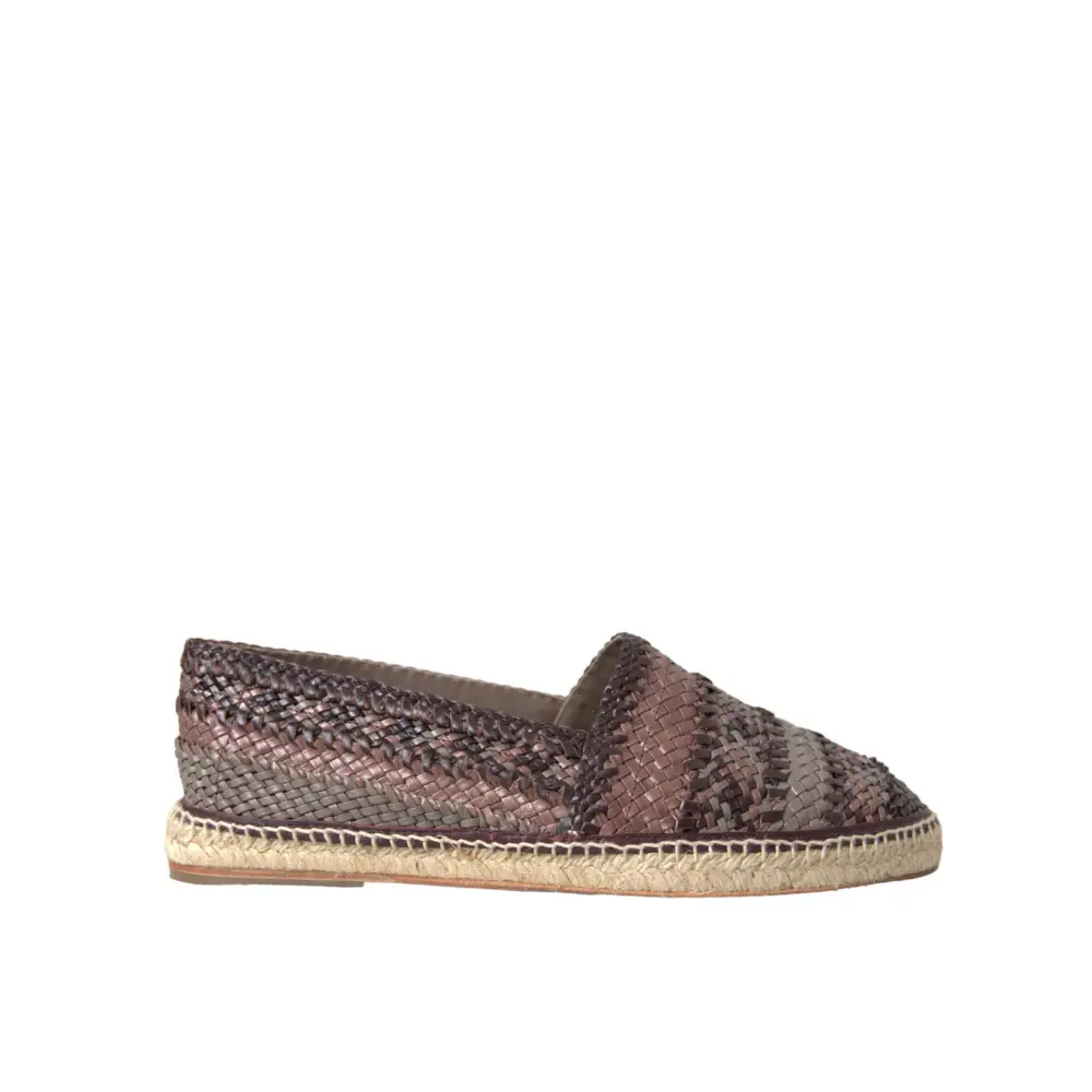 Dolce & Gabbana Braun Buffalo Leder Espadrille Flats Schuhe