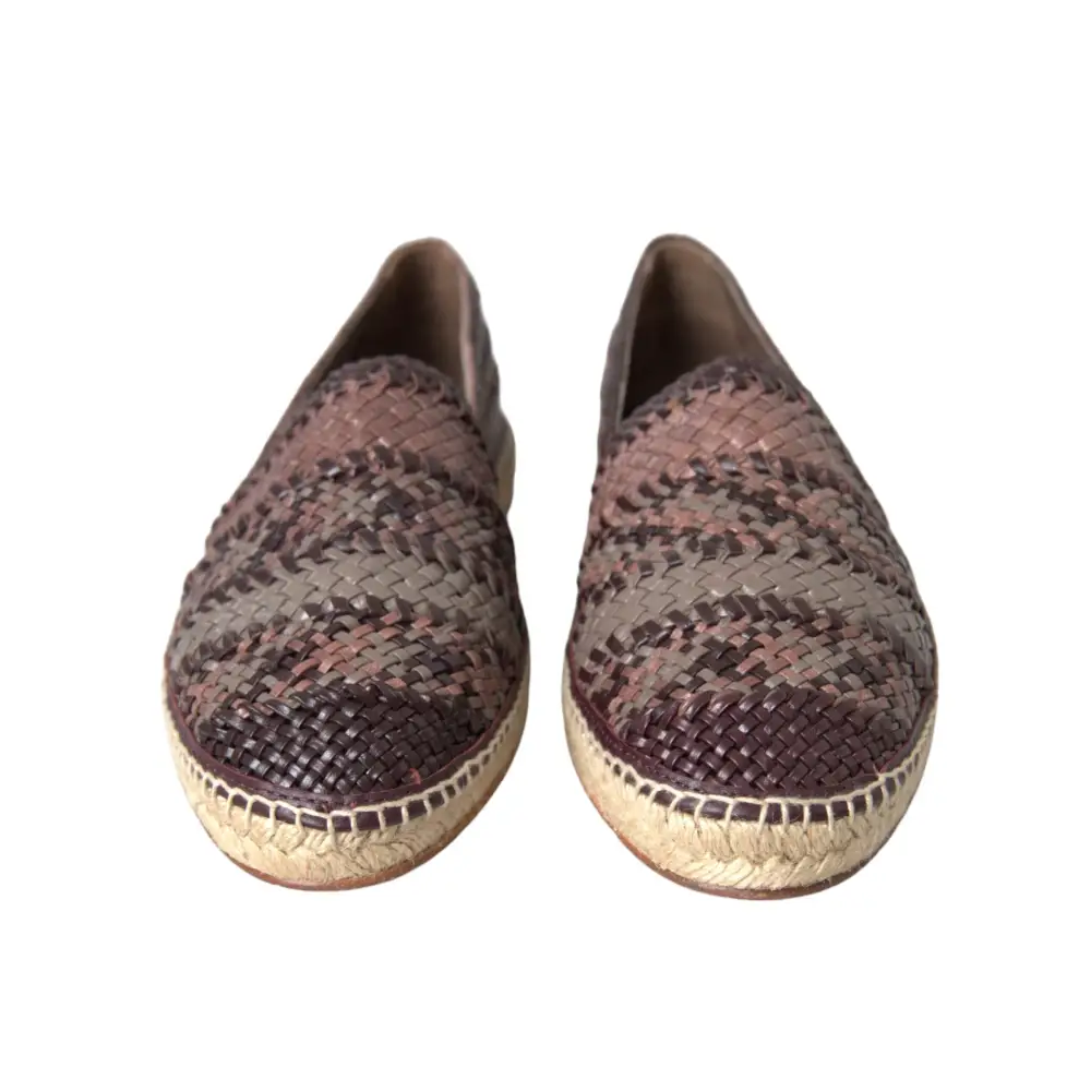 Dolce & Gabbana Braun Buffalo Leder Espadrille Flats Schuhe