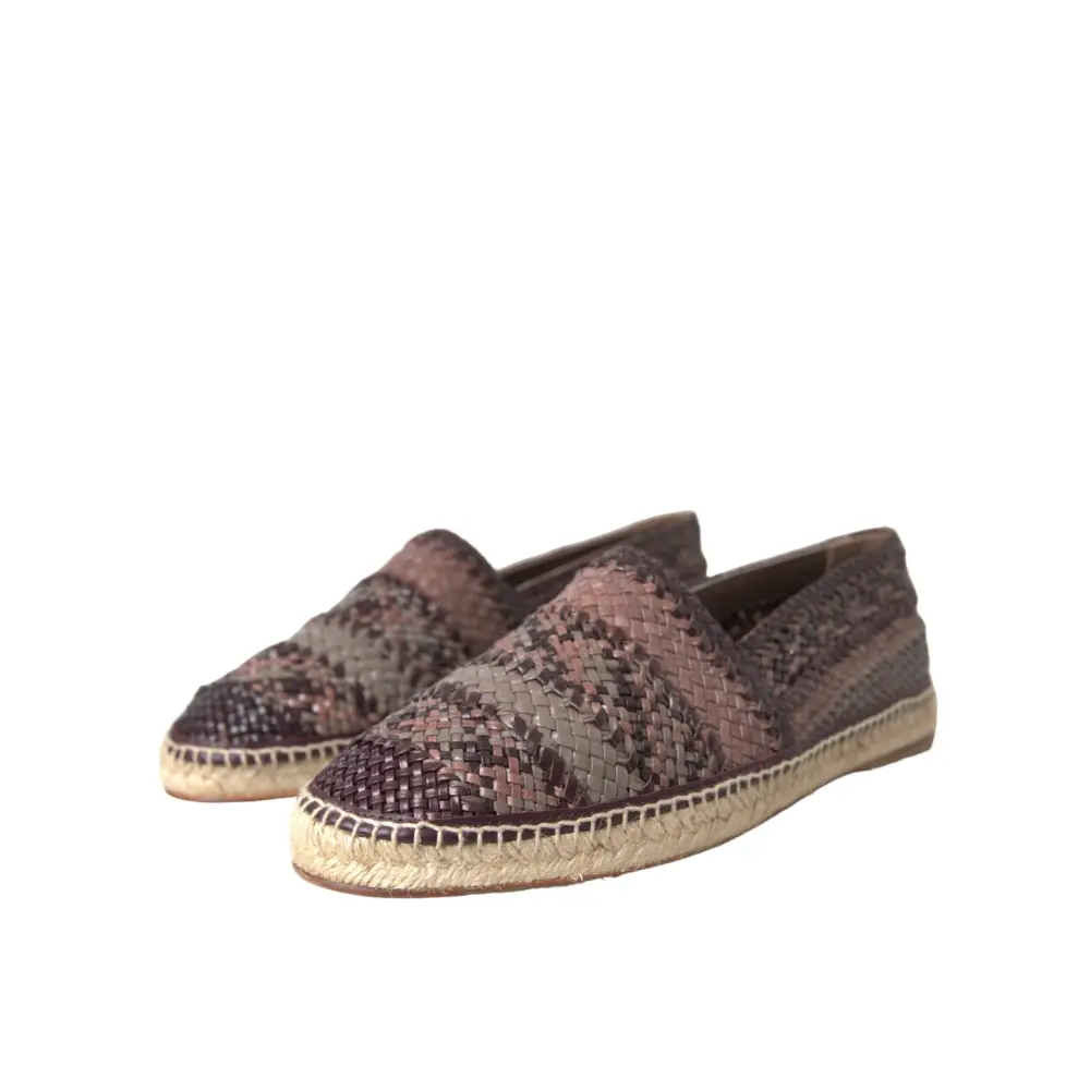 Dolce & Gabbana Braun Buffalo Leder Espadrille Flats Schuhe