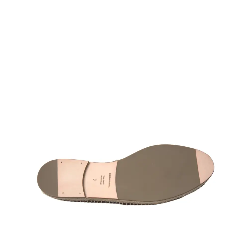 Dolce & Gabbana Braun Buffalo Leder Espadrille Flats Schuhe