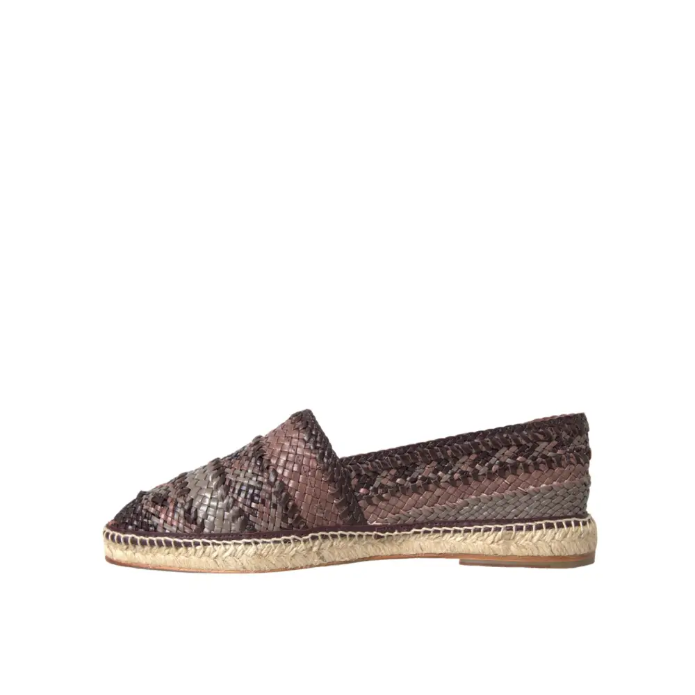 Dolce & Gabbana Braun Buffalo Leder Espadrille Flats Schuhe
