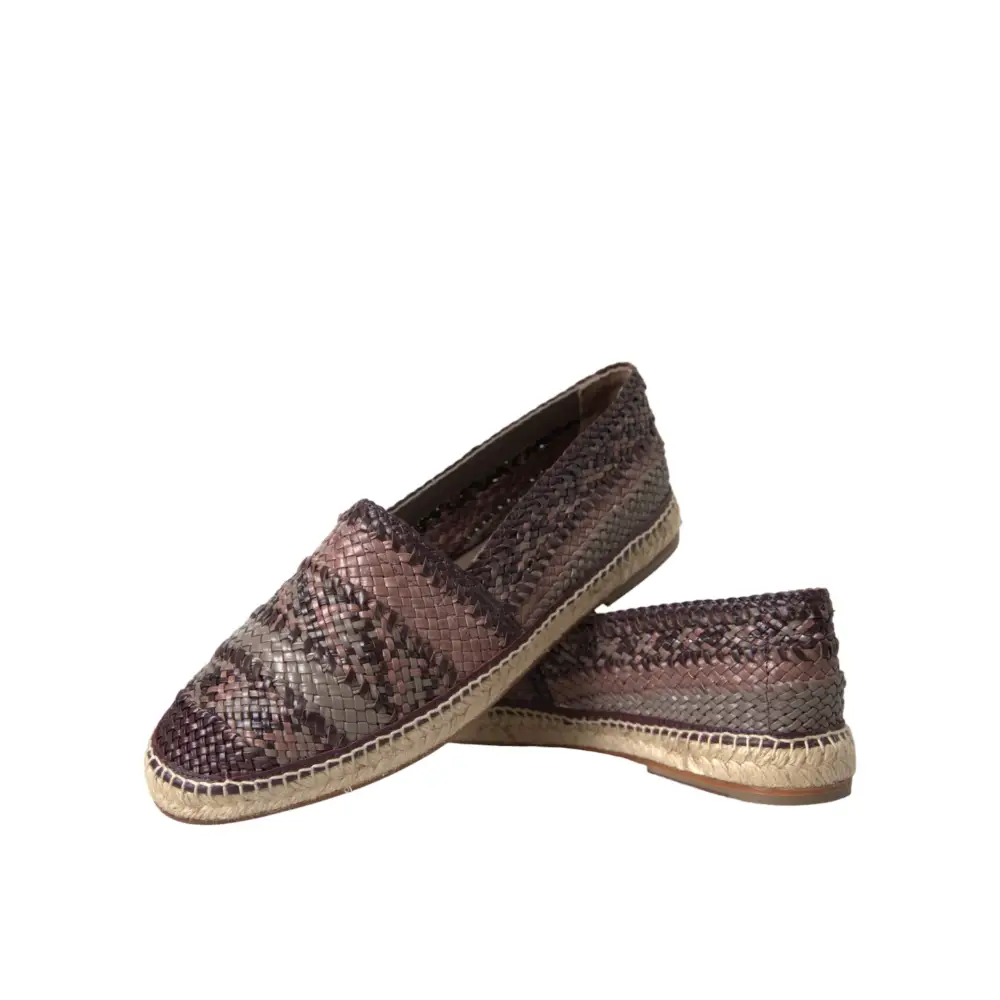 Dolce & Gabbana Braun Buffalo Leder Espadrille Flats Schuhe
