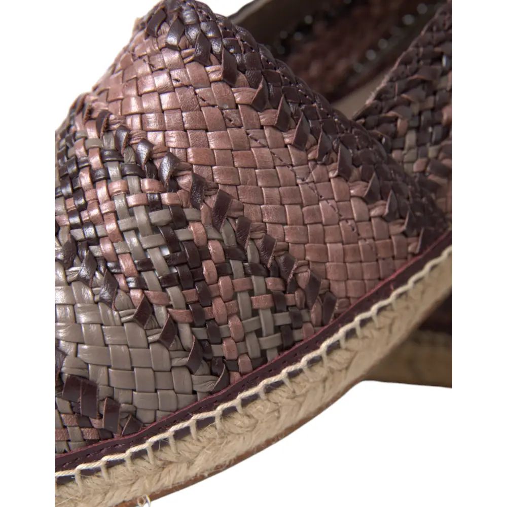 Dolce & Gabbana Braun Buffalo Leder Espadrille Flats Schuhe