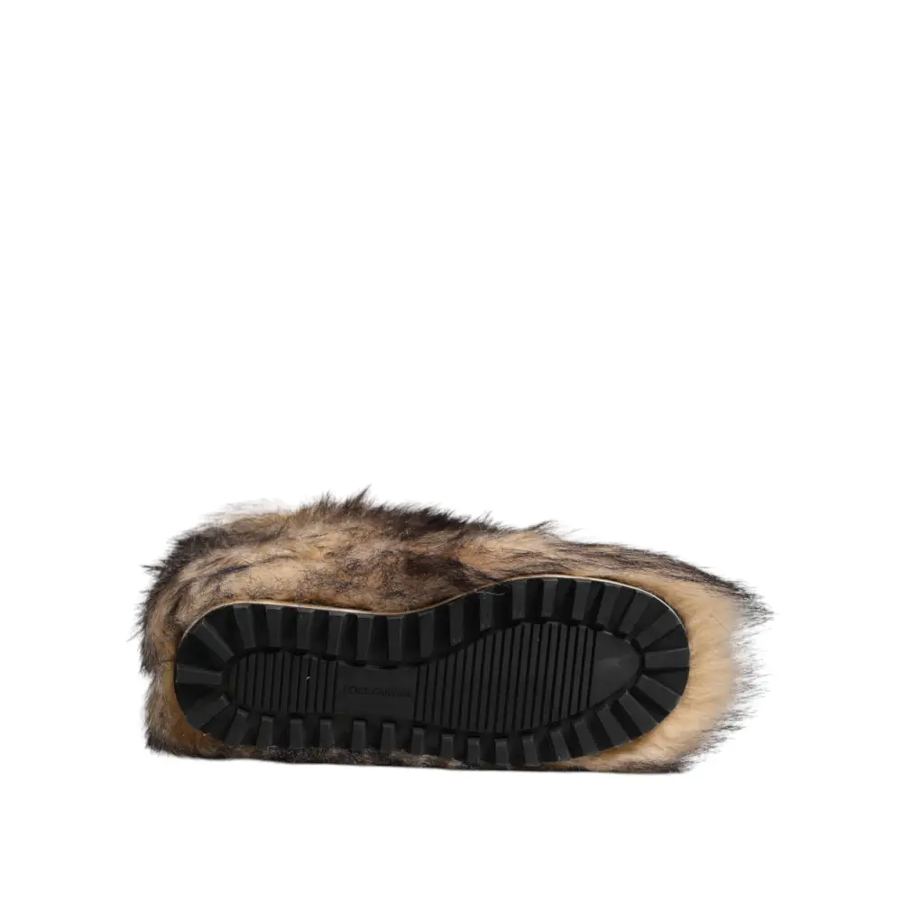 Dolce & Gabbana Braun Faux Skim Pelz Männer kurze Stiefel Schuhe - EU44/US11