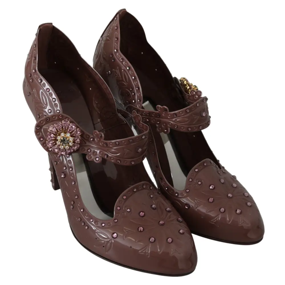 Dolce & Gabbana Braun Floral Kristall CINDERELLA Heels Schuhe - EU40/US9.5