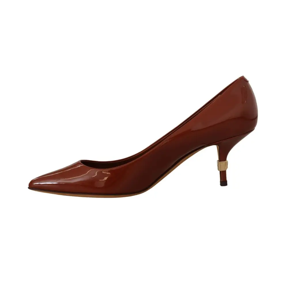 Dolce & Gabbana Braun Kitten Heels Pumps Lackleder Schuhe - EU39/US8.5