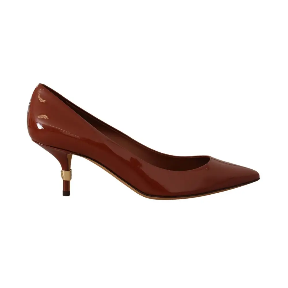Dolce & Gabbana Braun Kitten Heels Pumps Lackleder Schuhe - EU39/US8.5