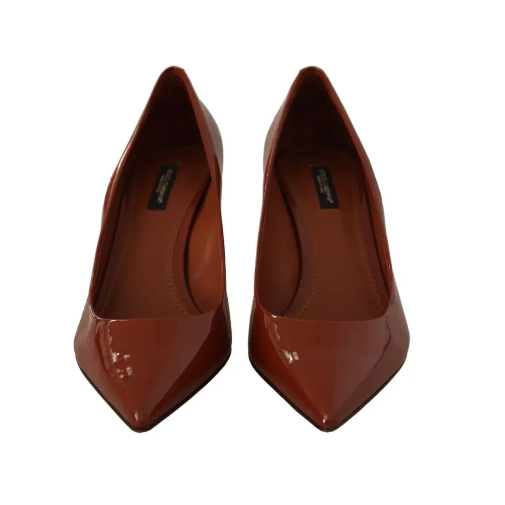 Dolce & Gabbana Braun Kitten Heels Pumps Lackleder Schuhe - EU39/US8.5