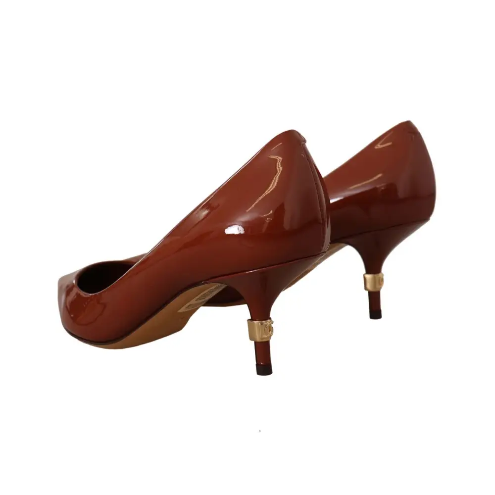 Dolce & Gabbana Braun Kitten Heels Pumps Lackleder Schuhe - EU39/US8.5