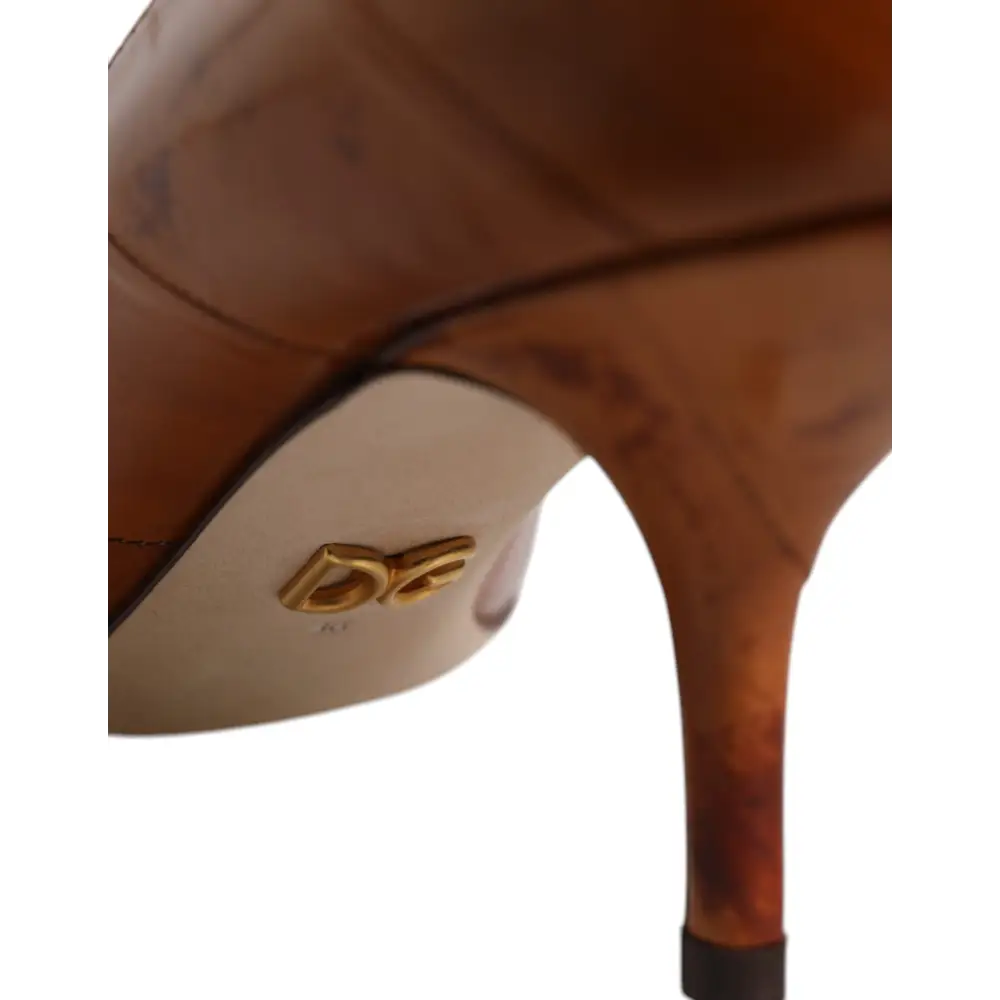 Dolce & Gabbana Braun Leder Kitten Heels Pumps Schuhe - EU36/US6