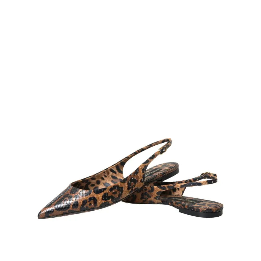Dolce & Gabbana Braun Leopard Exotische Haut Slingback Schuhe - EU39/US8.5