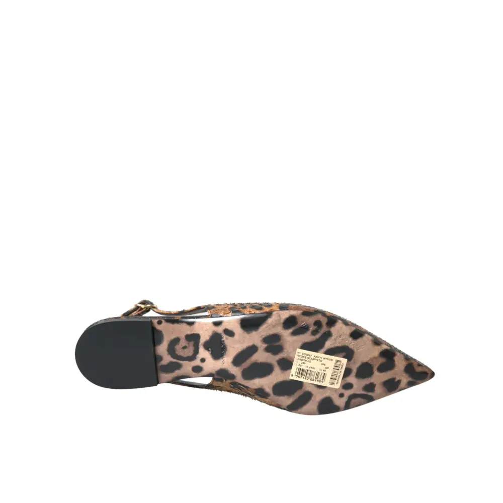 Dolce & Gabbana Braun Leopard Exotische Haut Slingback Schuhe - EU39/US8.5