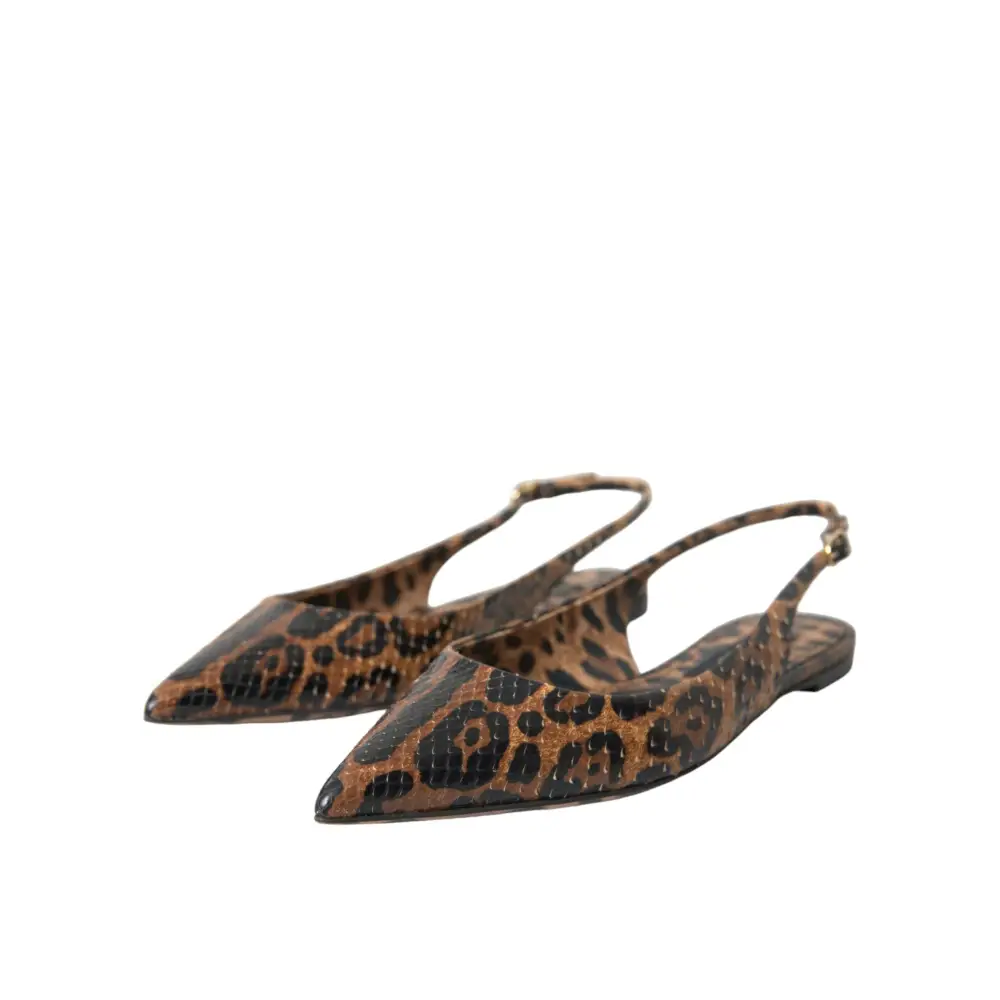 Dolce & Gabbana Braun Leopard Exotische Haut Slingback Schuhe - EU39/US8.5